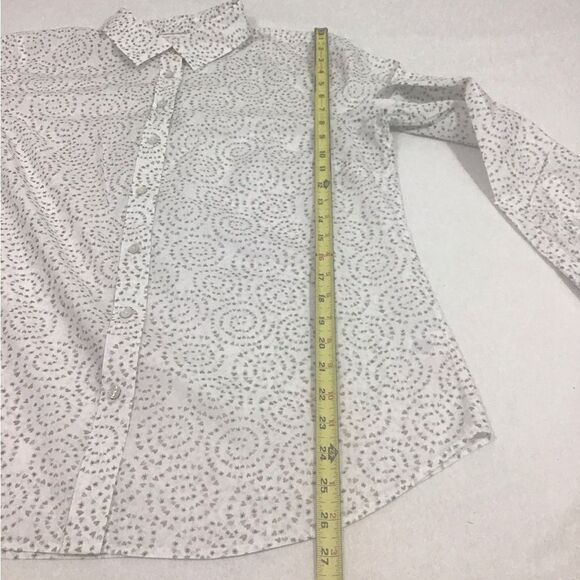 Talbots White Patterned Long Sleeve Blouse Size Large - Picture 6 of 6